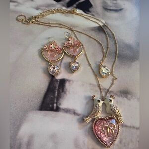 Betsey Johnson Lovebirds necklace and Kirk’s Folly Cherubs earrings